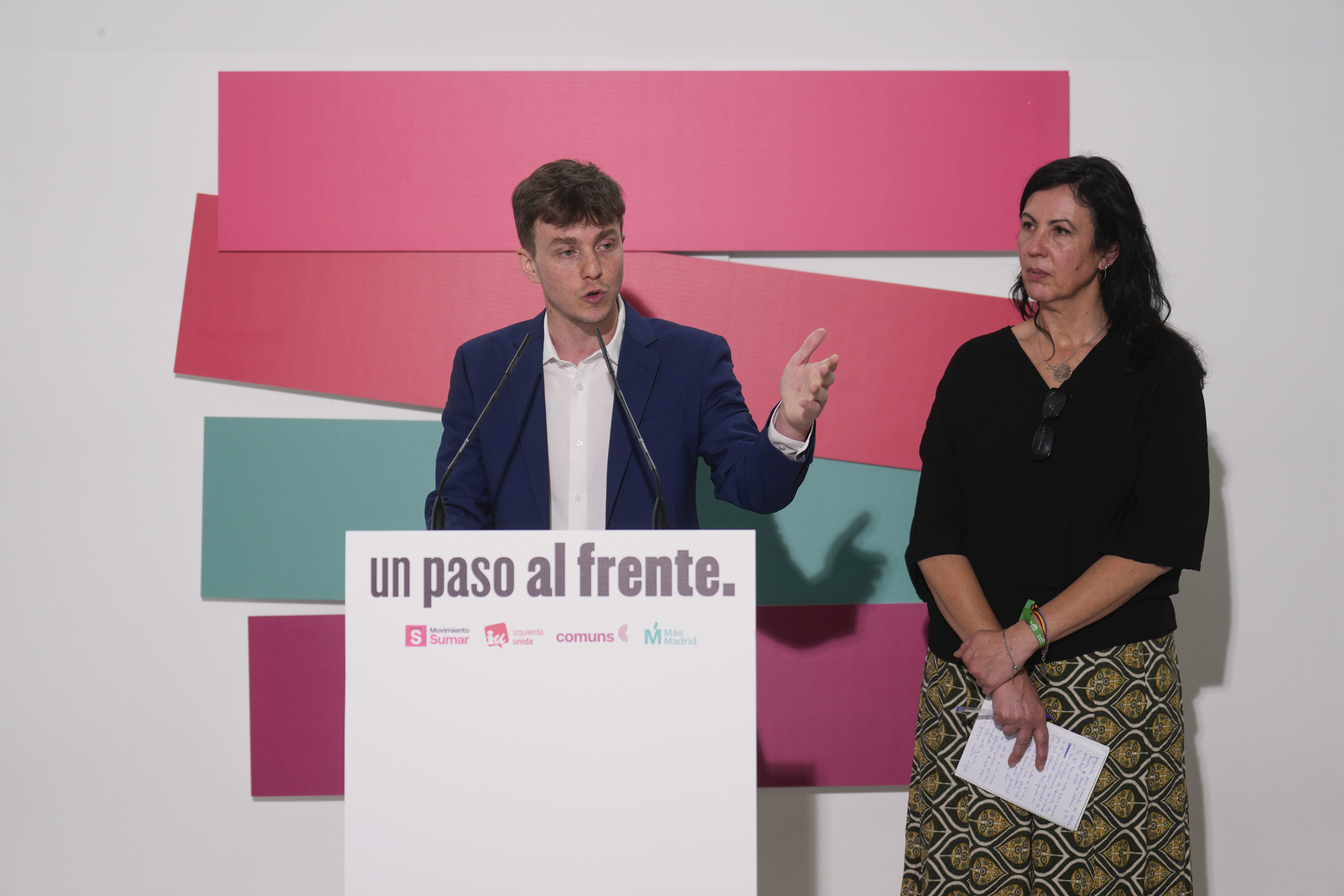 Eduardo Rubiño y Eva García Sempere, en la rueda de prensa del nuevo Sumar.