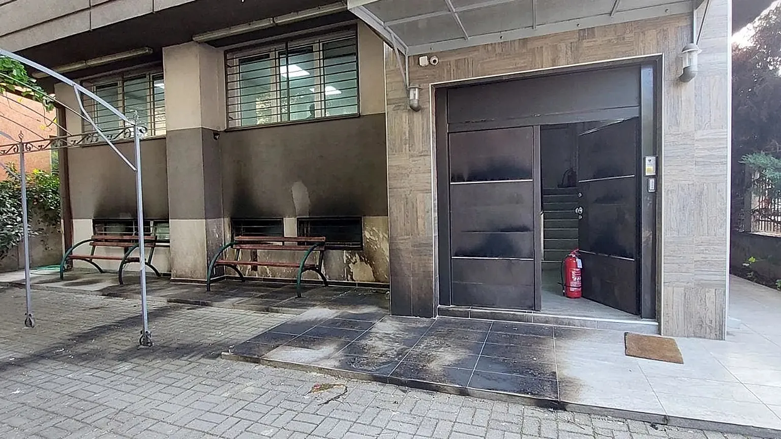 Fire damage seen at the synagoge in Skopje, 12 April, 2026