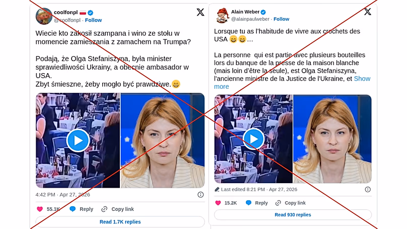 Some of the posts making the claim that Stefanishyna stole the wine during the chaos.