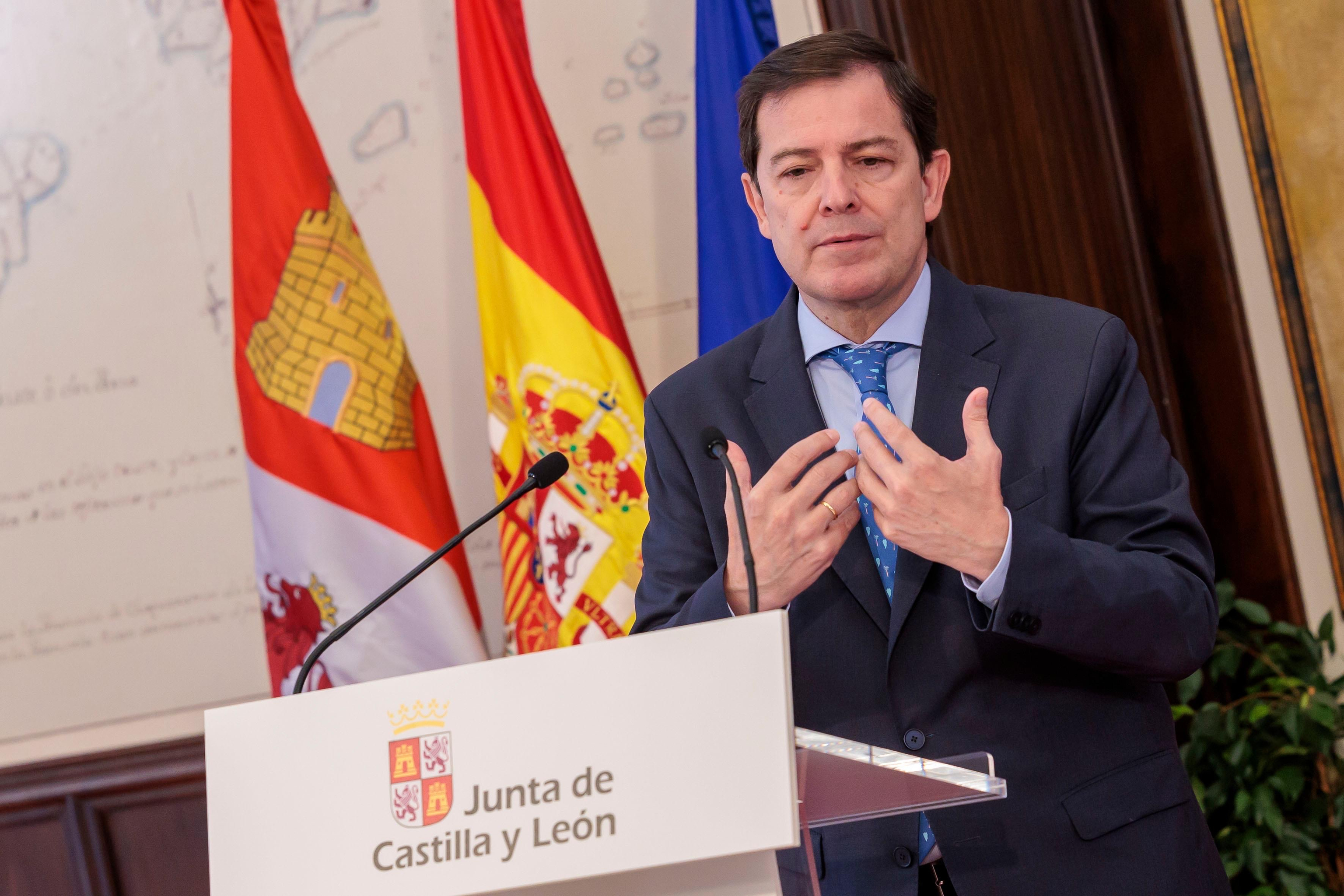 El presidente de la Junta de Castilla y León, Alfonso Fernández Mañueco, ayer en Valladolid