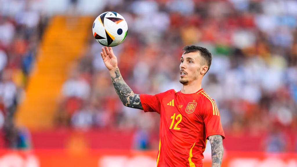Alejandro Grimaldo durante el amistoso entre España y Andorra en Badajoz