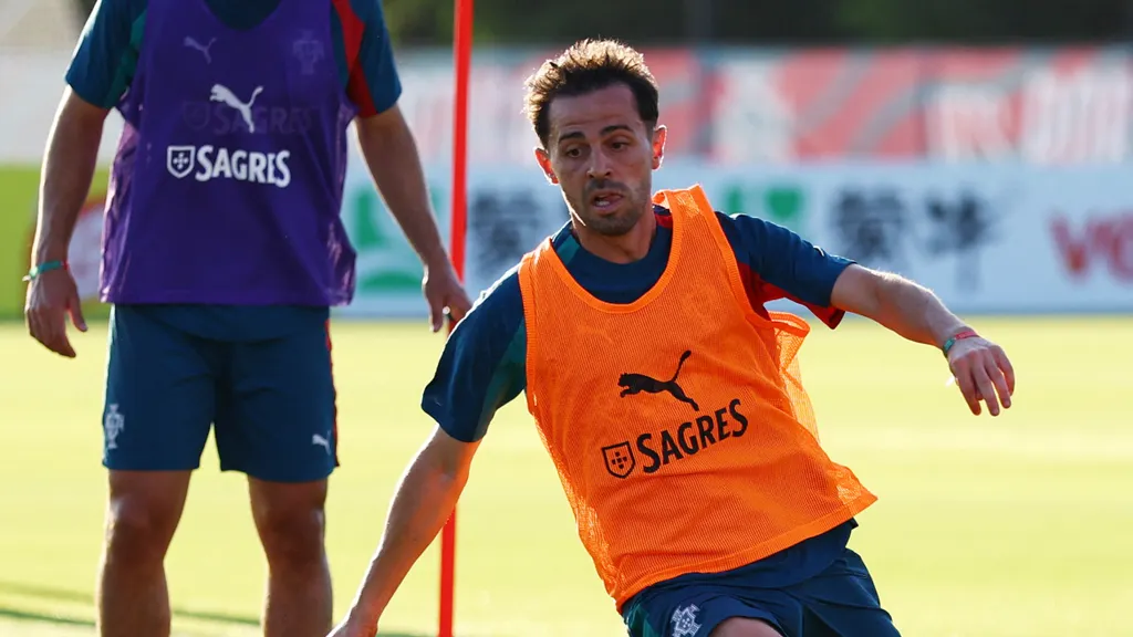 Bernardo Silva, entrenando con Portugal en la concentración del Mundial.