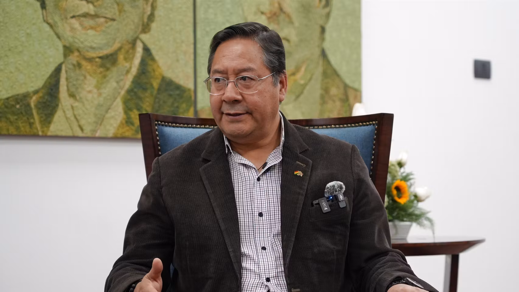 El presidente boliviano Luis Arce concede una entrevista exclusiva a Xinhua en La Paz, Bolivia, el 18 de junio de 2025.