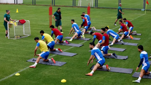 Jugadores iraníes durante un entrenamiento en el complejo deportivo Mardan, Antalya, Turquía - 19 de mayo de 2026.
