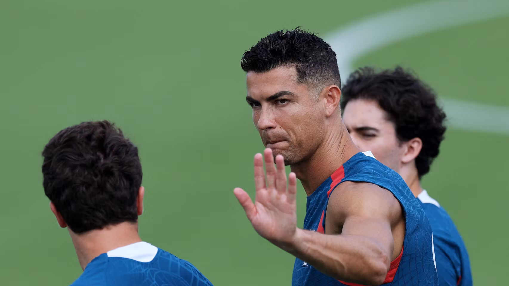 Cristiano Ronaldo, en un entrenamiento con Portugal durante el Mundial.