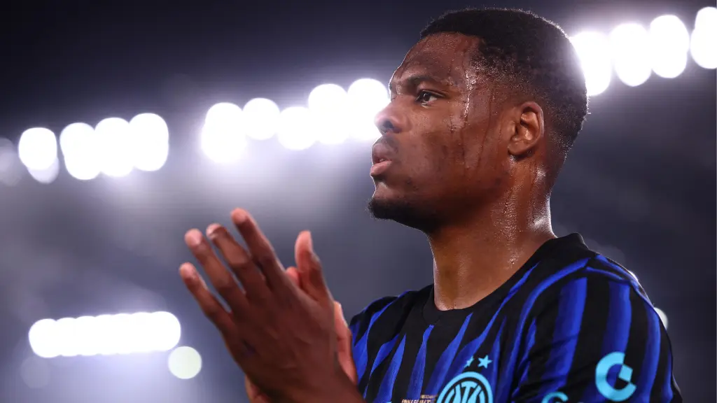Denzel Dumfries, con el Inter de Milan.