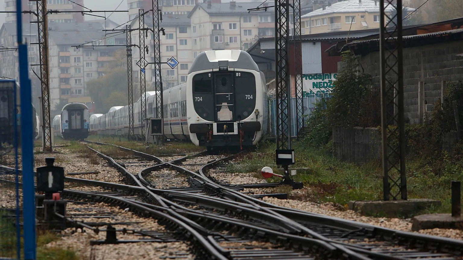 In this photo taken on Tuesday, Nov. 12. 2013 some of the modern trains from the Spanish producer Talgo are parked at a railway depot in Sarajevo.