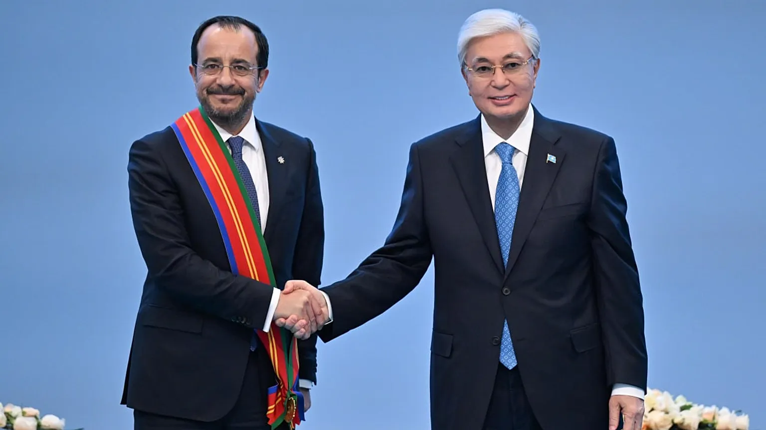 President of Cyprus, Nicos Christodoulides, and President of Kazakhstan, Kassym-Jomart Tokayev 