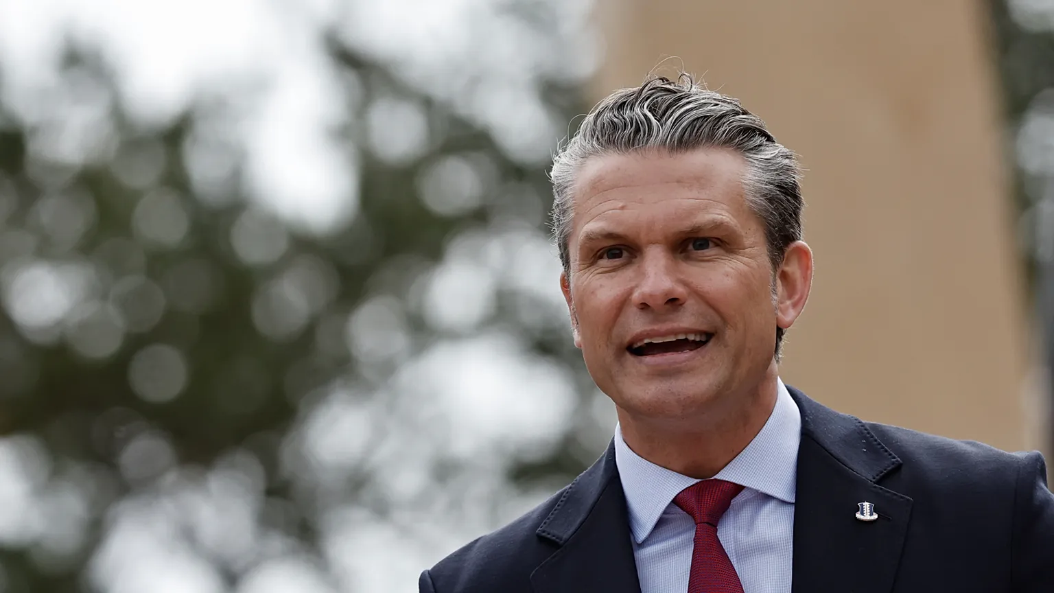 US Defense Secretary Pete Hegseth delivers a speech at the US cemetery to commemorate the 82nd anniversary of the D-Day landings, in Colleville-sur-Mer, Normandy, France.