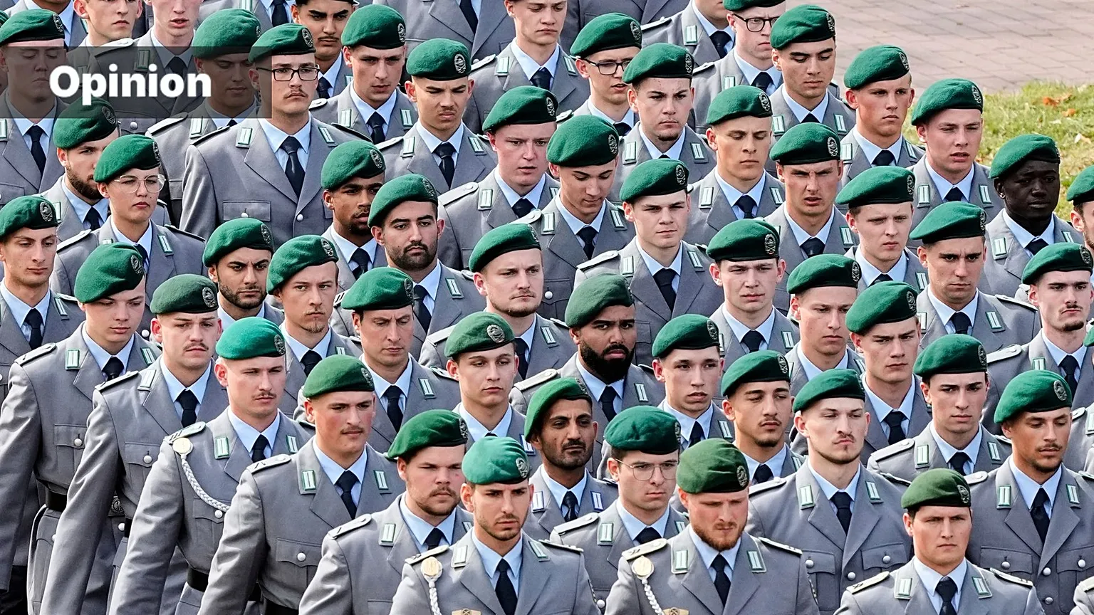 New recruits of the German Army Bundeswehr attend a ceremony to take their oath in front of the North Rhine-Westphalia state parliament in Düsseldorf, Germany, Sept. 4, 2025. 