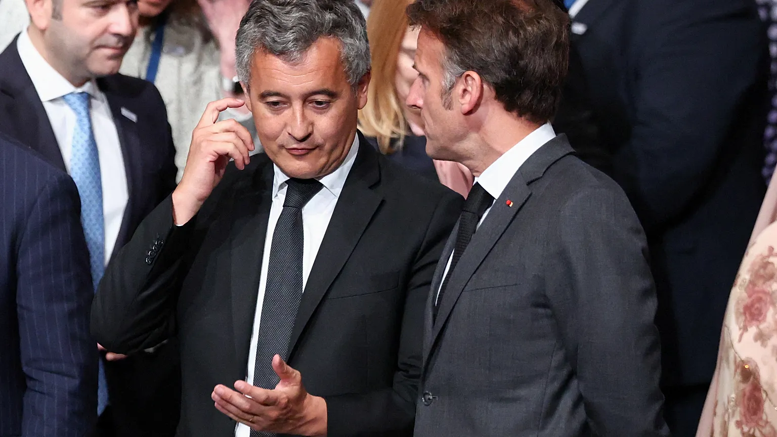 French Justice Minister Gérald Darmanin with President Emmanuel Macron.