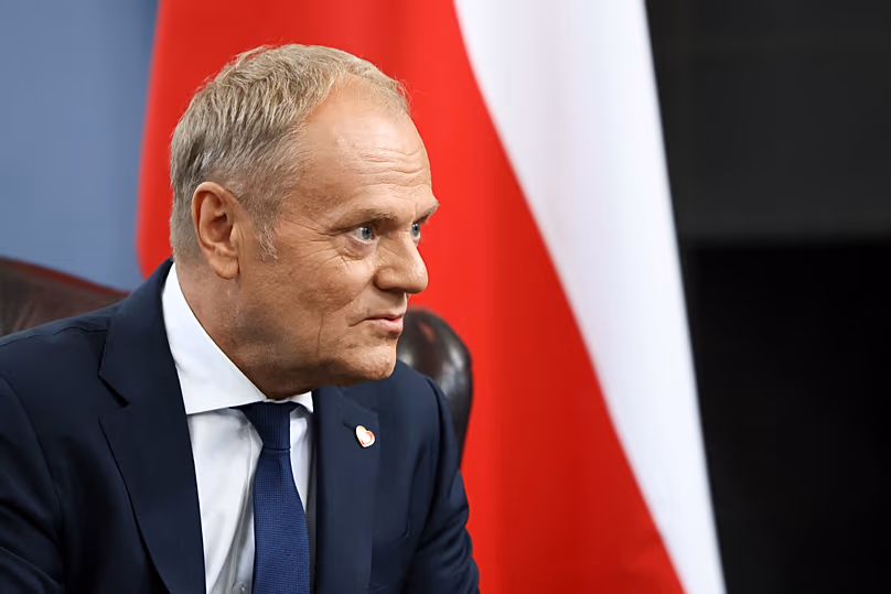 Poland's Prime Minister Donald Tusk at RAF Northolt near Uxbridge, 27 May, 2026