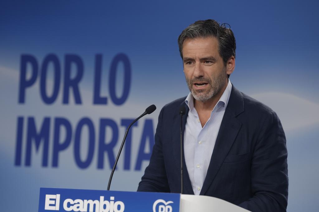 Borja Sémper, portavoz nacional del PP, este lunes, en rueda de prensa.