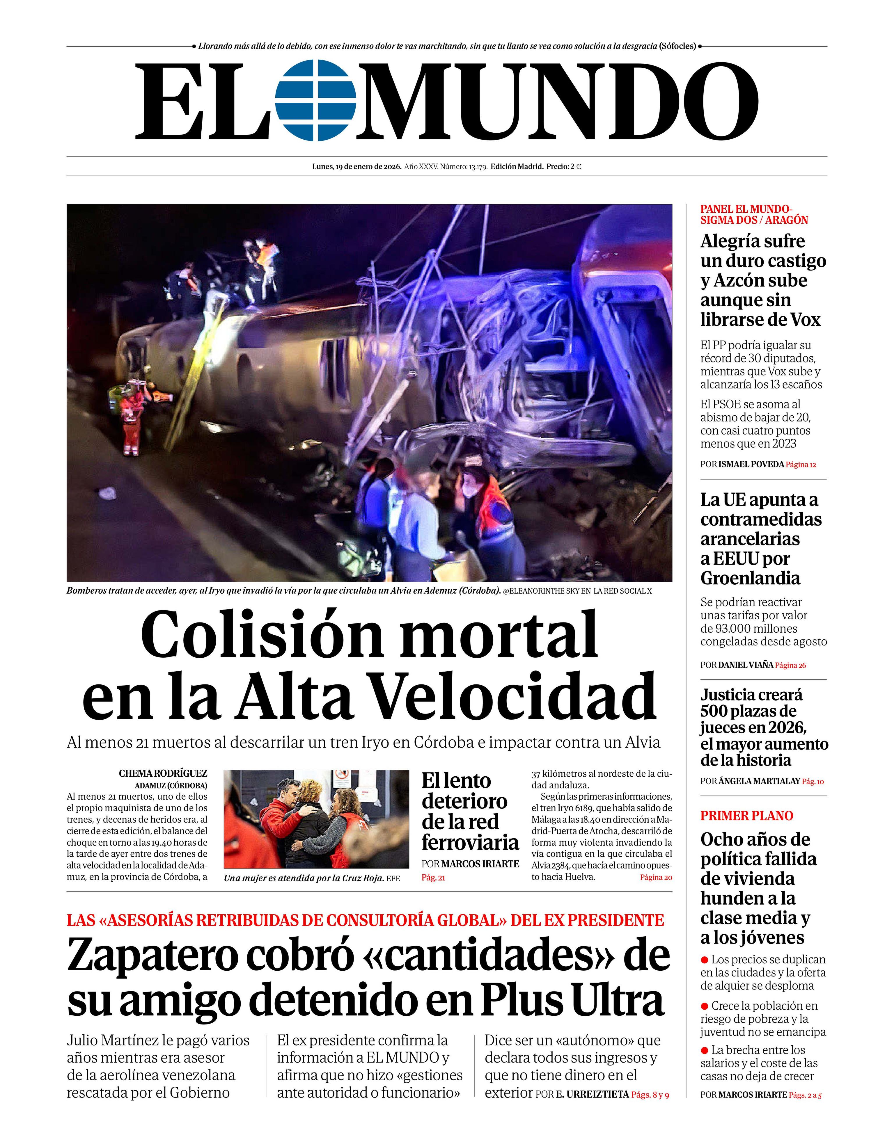La primera portada que destapó los vínculos económicos entre ZP y Julio Rodríguez.