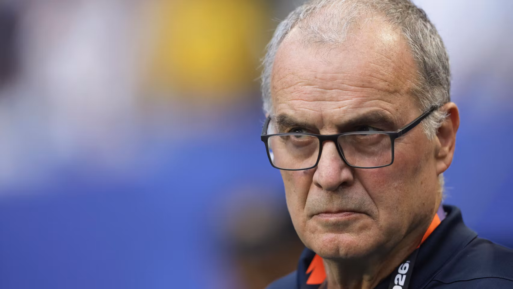 Marcelo Bielsa, durante un partido de Uruguay en el Mundial.