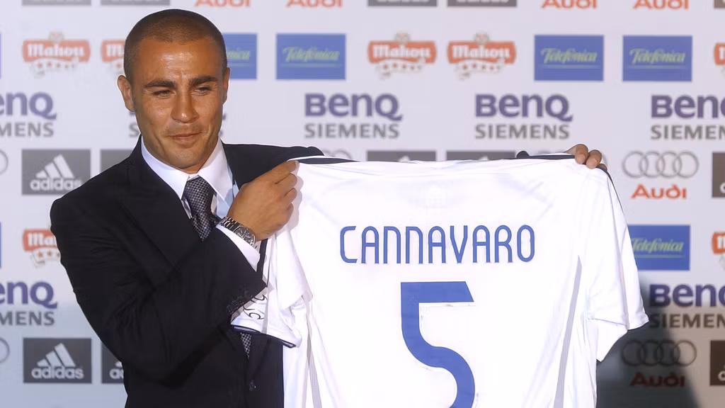 Cannavaro en su presentación con el Real Madrid.