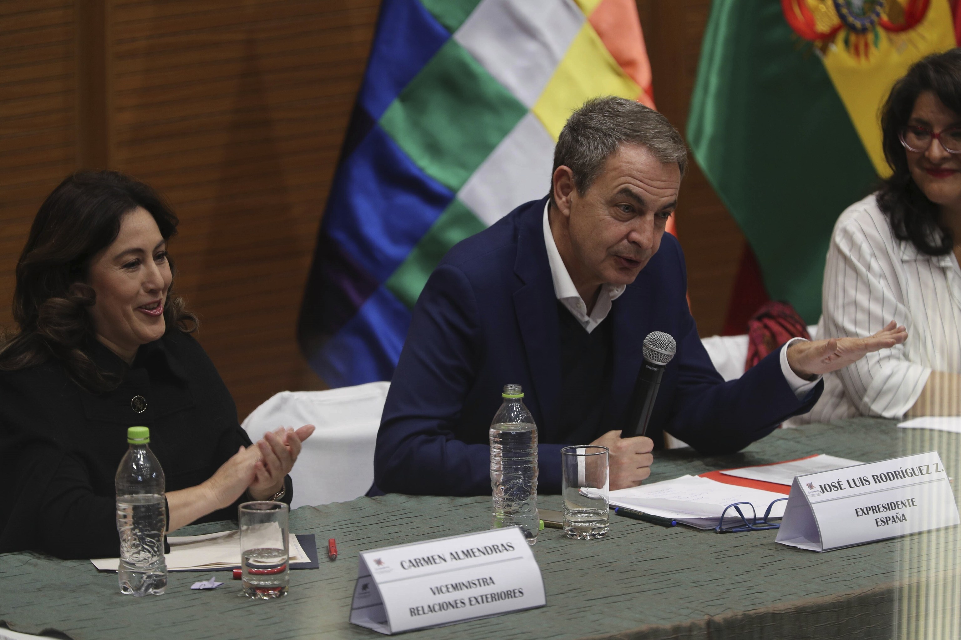 José Luis Rodríguez Zapatero y Carmen Almendras cuando ésta era alto cargo en Bolivia en 2019