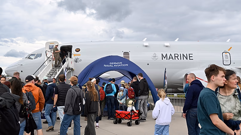 Visitors at the ILA in front of the Poseidon P-8A, 13.06.2026
