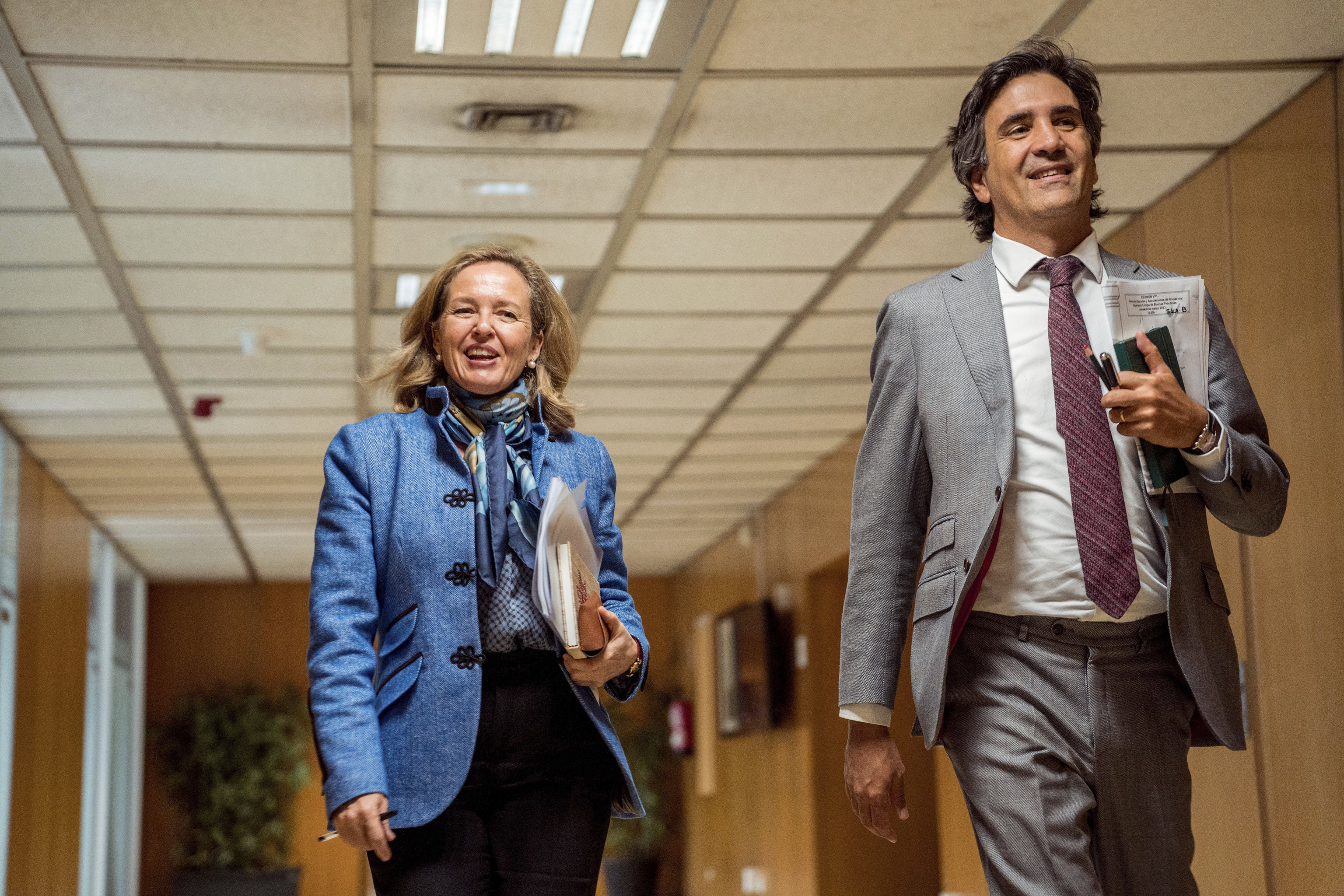 La entonces vicepresidenta, Nadia Calviño y su secretario de Estado de Economía, Gonzalo García Andrés, en un evento en 2023