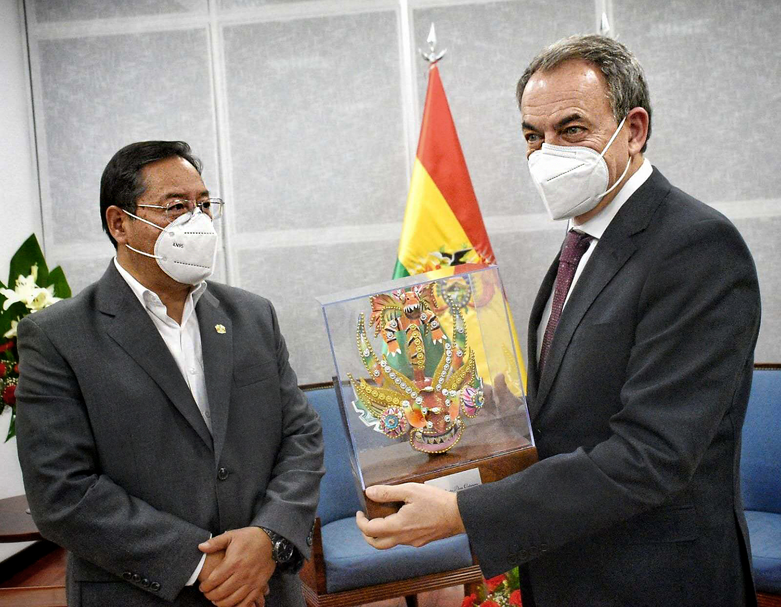 José Luis Rodríguez Zapatero con el entonces presidente de Bolivia, Luis Alberto Arce Catacora, en un encuentro mantenido el 14 de mayo de 2022.