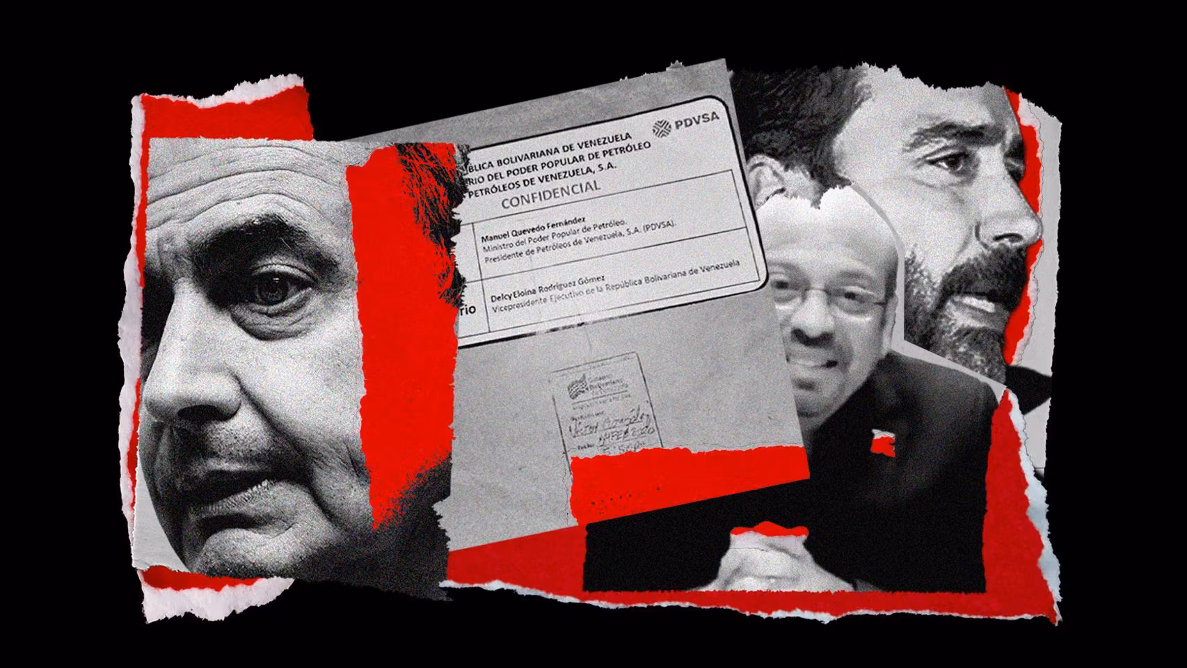 Zapatero, Francisco Flores y Víctor de Aldama, junto al sobre con el cupo de petróleo de PDVSA.