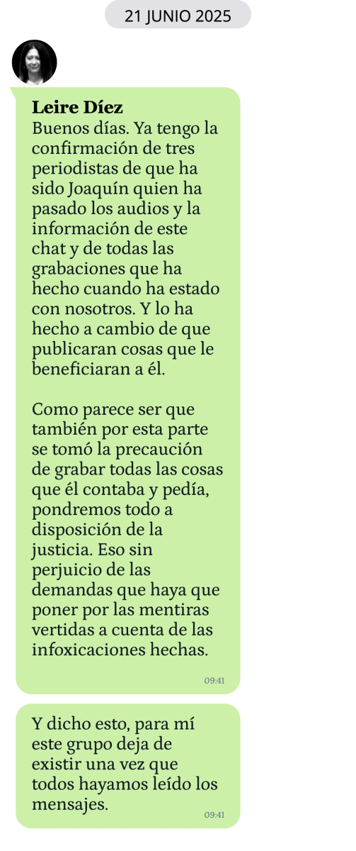 Mensaje de Leire Díez en el grupo 'Vacaciones y Viajes'