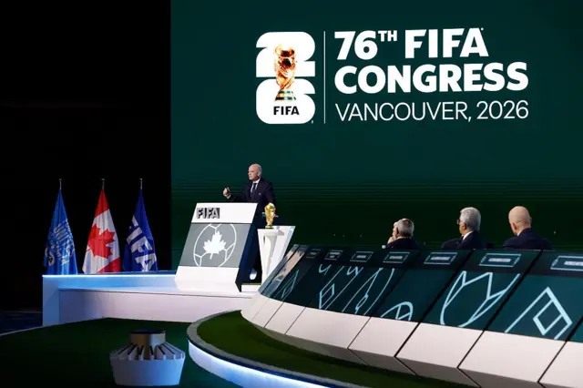 Gianni Infantino habla en un Congreso de la FIFA en Vancouver