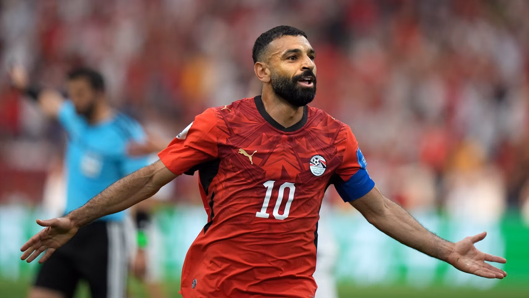 Salah celebra el gol marcado en la victoria ante Nueva Zelanda.