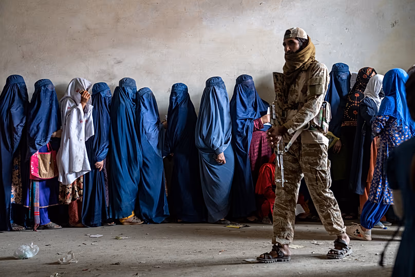The Taliban government's chief spokesperson speaks during a press conference at the Government Media and Information Centre in Kabul, 12 October, 2025
