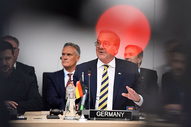 Germany's Defence Minister Boris Pistorius speaks during a meeting at NATO headquarters in Brussels, 18 June, 2026