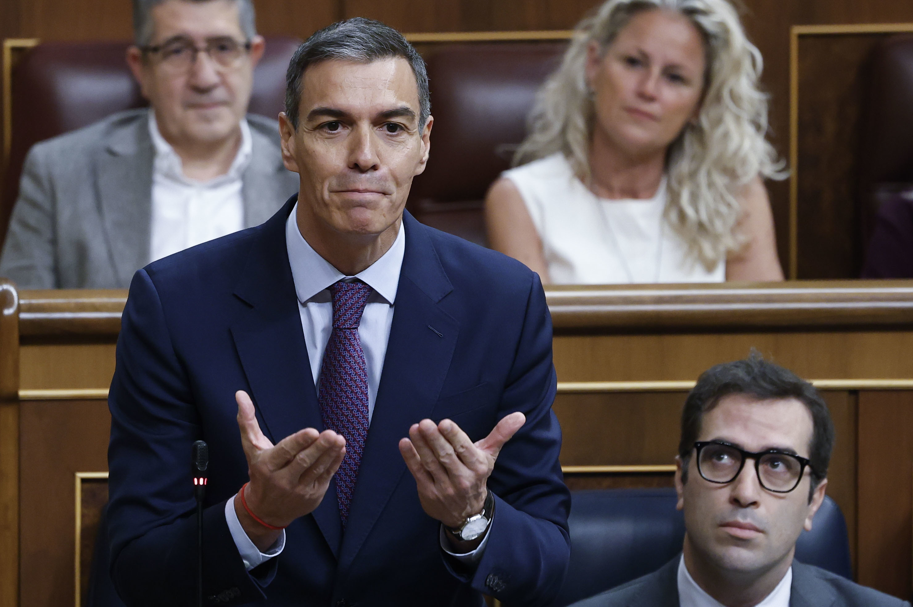 El presidente del Gobierno, Pedro Sánchez interviene durante la sesión de control al Gobierno, este miércoles en el Congreso