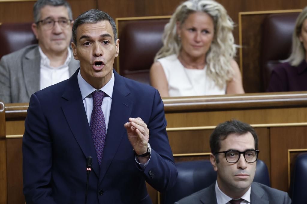 Pedro Sánchez, este miércoles, durante su intervención en el Congreso.