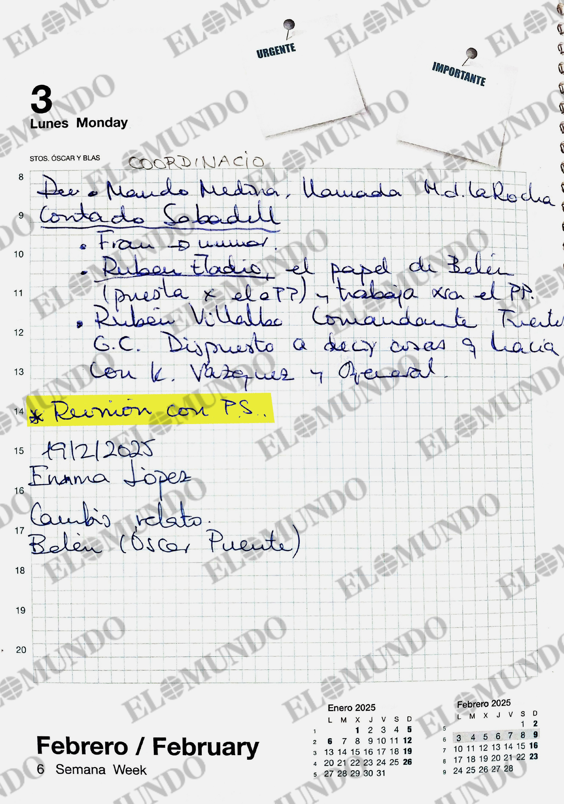 Referencia a «PS» en la libreta de Leire.