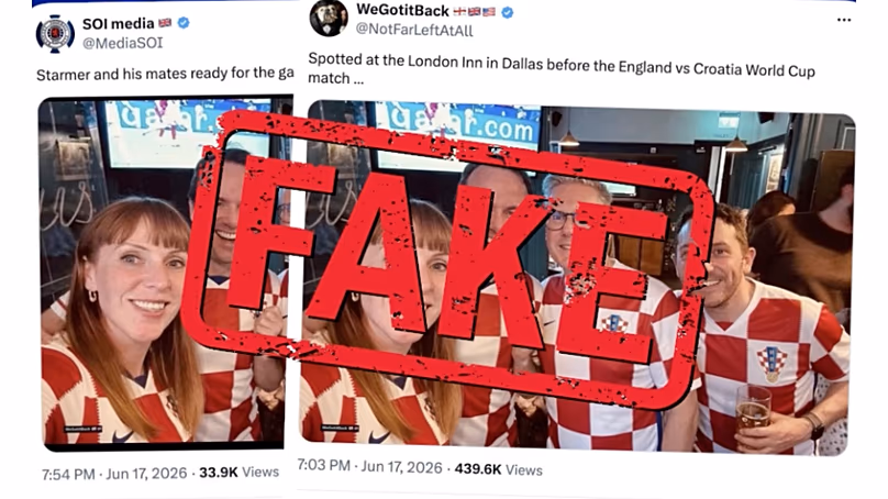 Imagen manipulada digitalmente de Keir Starmer con camiseta de Croacia