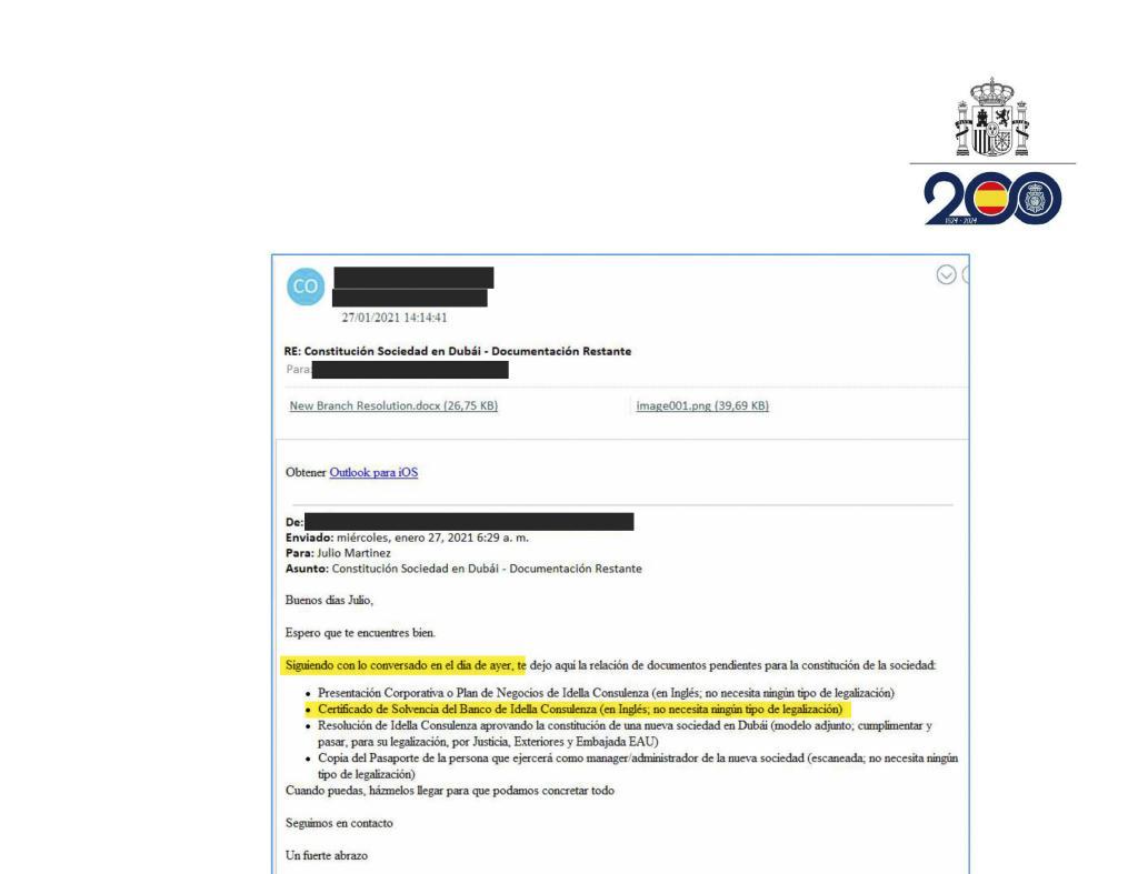 El certificado de existencia de saldo en la empresa alicantina de Martínez.