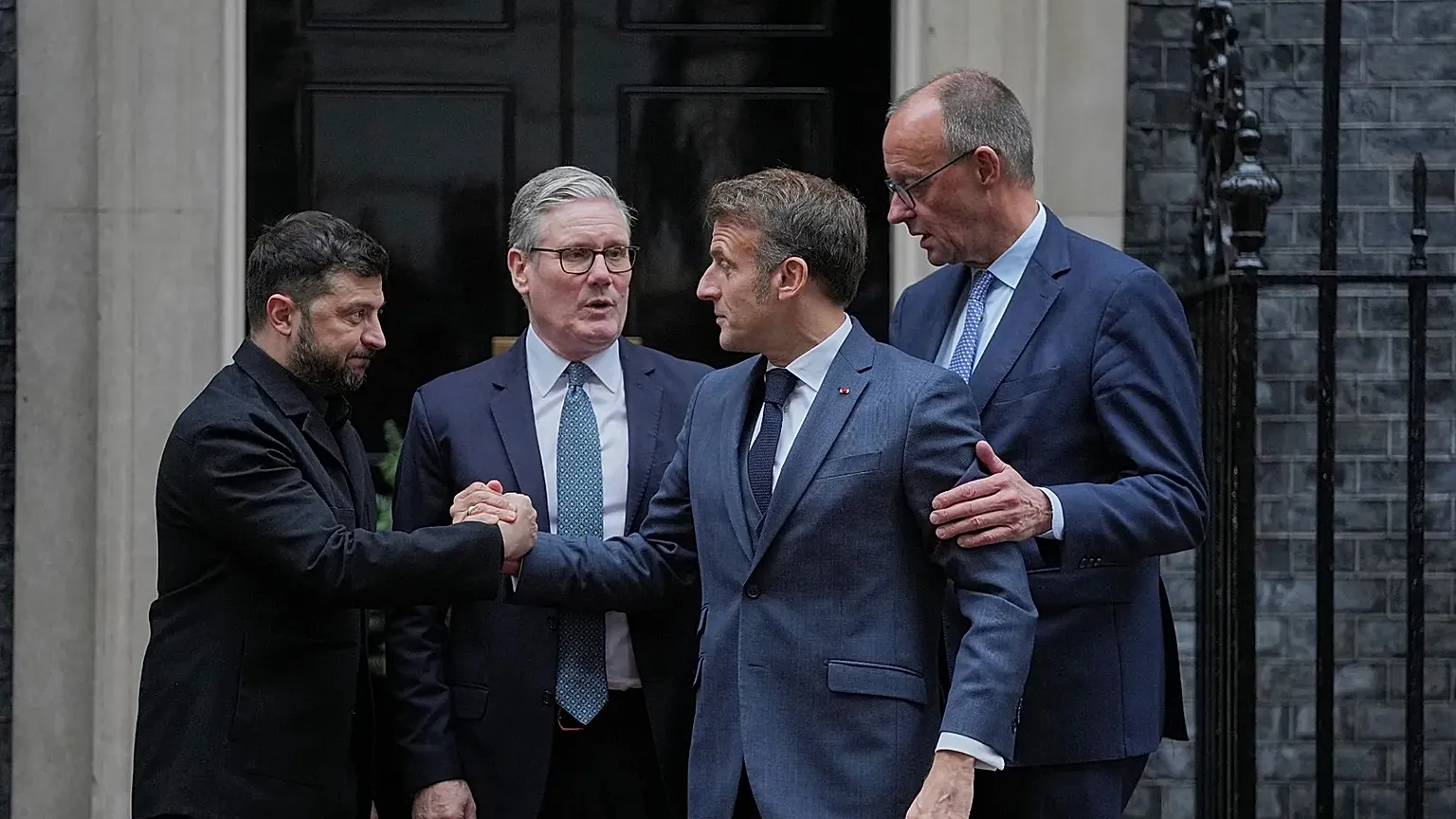Ukrainian President Volodymyr Zelenskyy with Keir Starmer, Emmanuel Macron and Friedrich Merz in London, 8 December, 2025