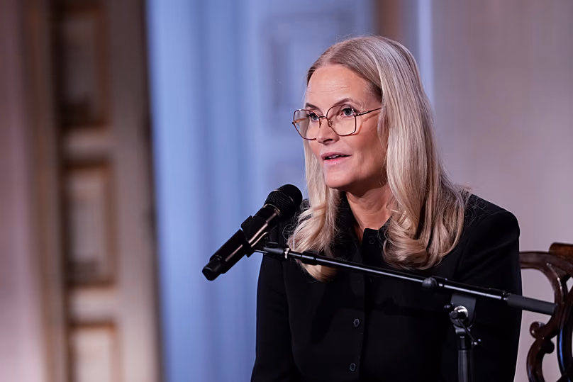 Norway's Crown Princess Mette-Marit speaks during the Fosse Lecture at the Royal Palace in Oslo, 23 April, 2026