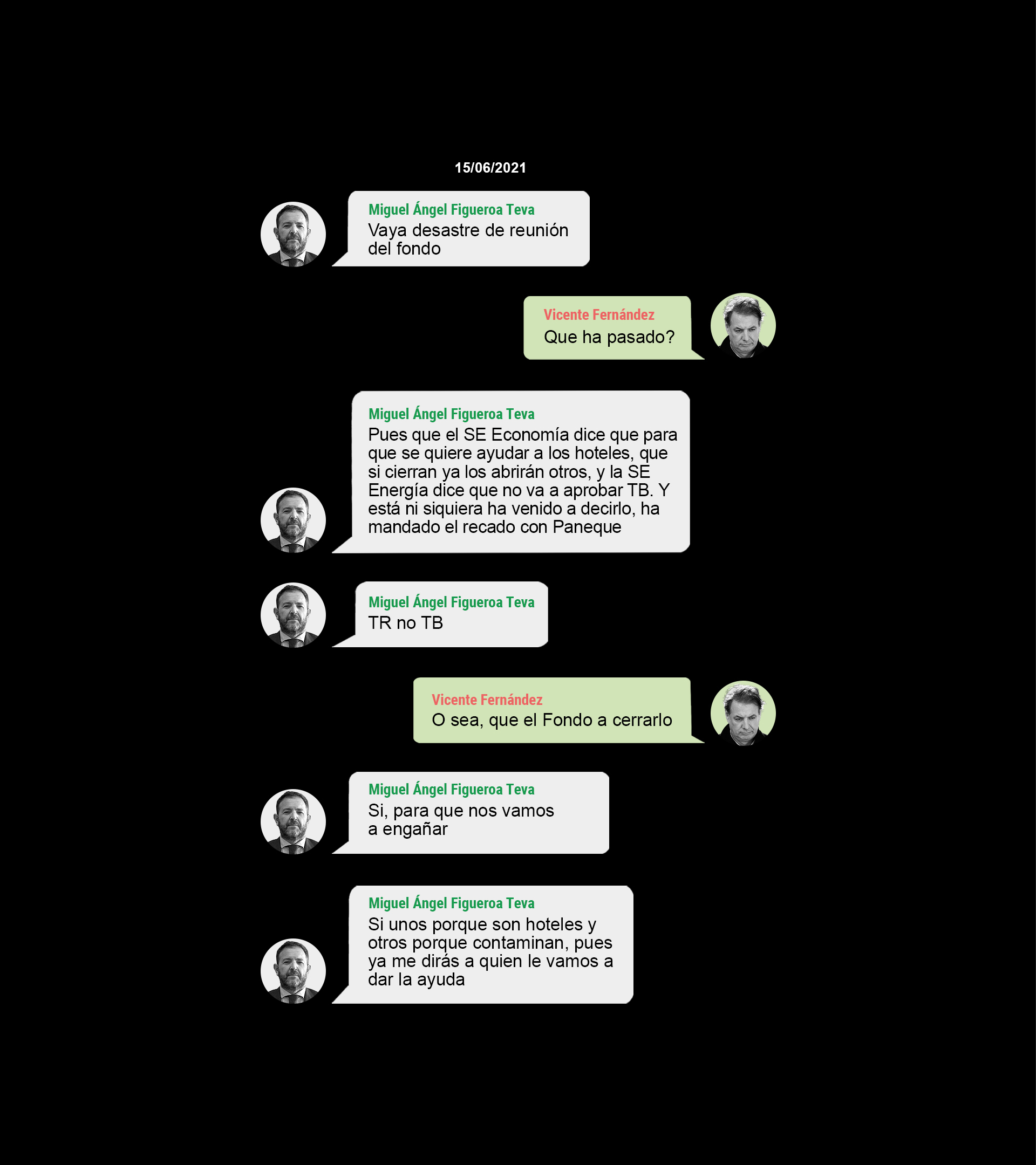 Chat entre Figueroa y Fernández intervenido por la UCO.