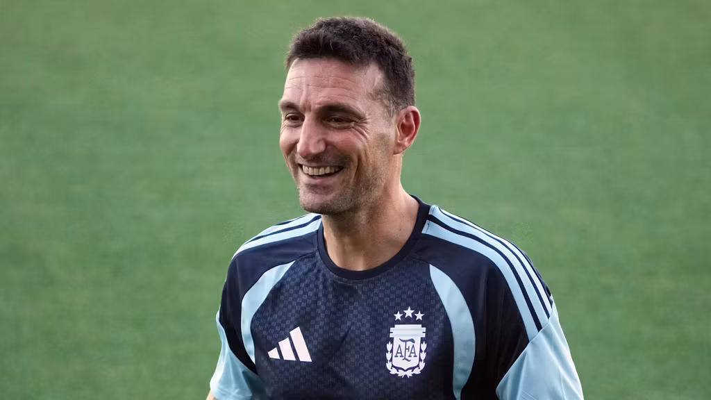Lionel Scaloni, en un entrenamiento de Argentina.