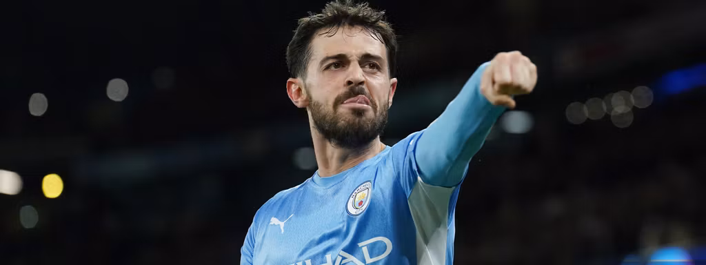 Bernardo Silva, celebrando un gol con el Manchester City