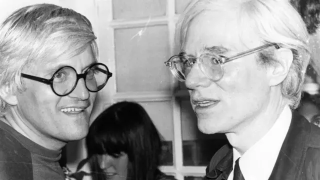 David Hockney y Andy Warhol en 1970.