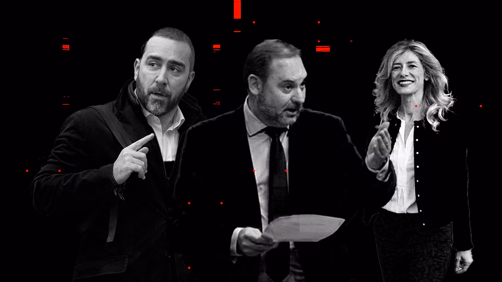 Víctor de Aldama, José Luis Ábalos y Begoña Gómez.