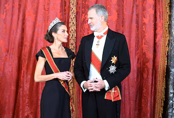 Felipe IV y Letizia durante la tradicional cena de gala en honor al presidente de Alemania (José Oliva / Europa Press)
