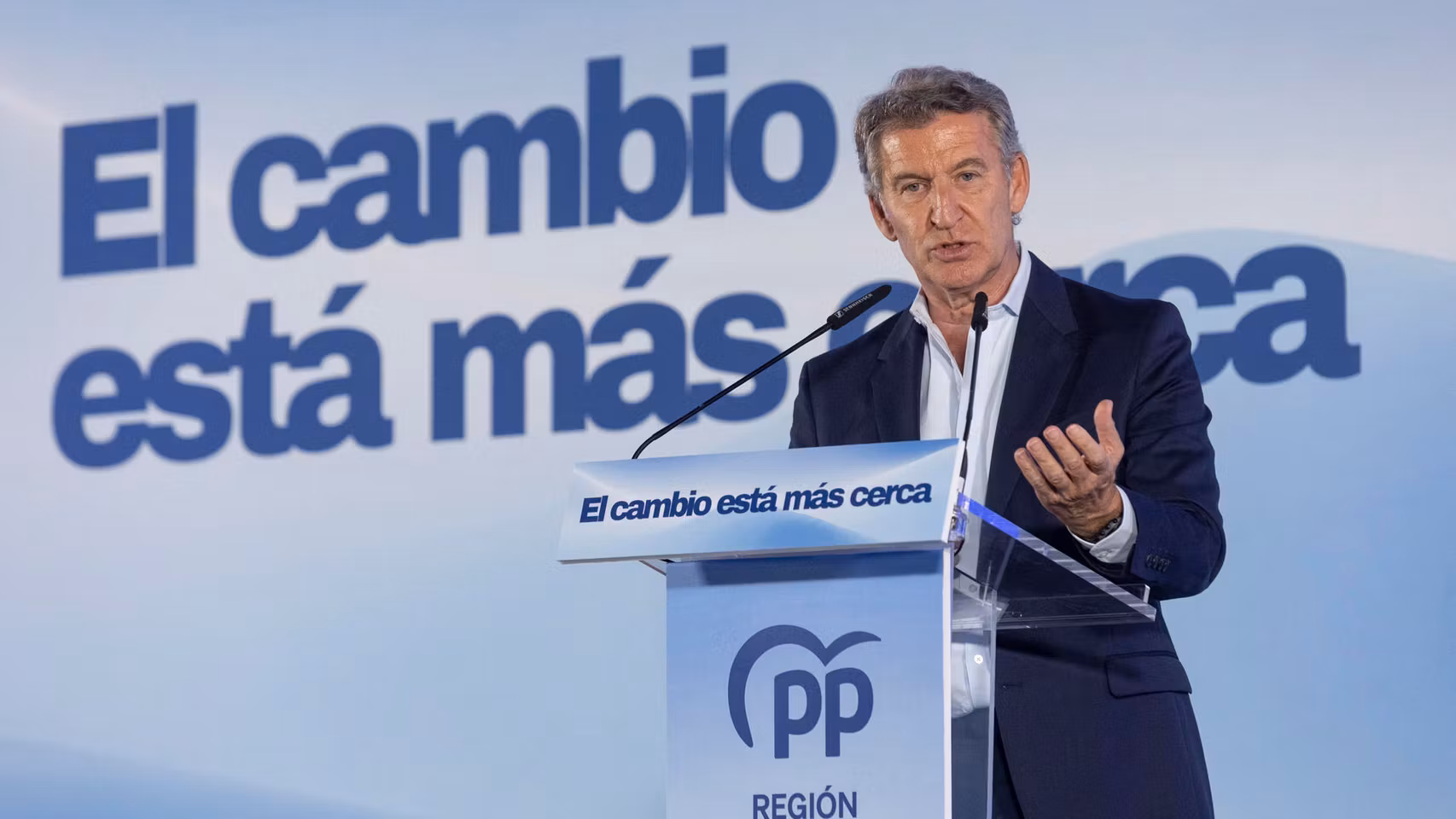 Alberto Núñez Feijóo durante su intervención ante la Junta Directiva del PP de Murcia.
