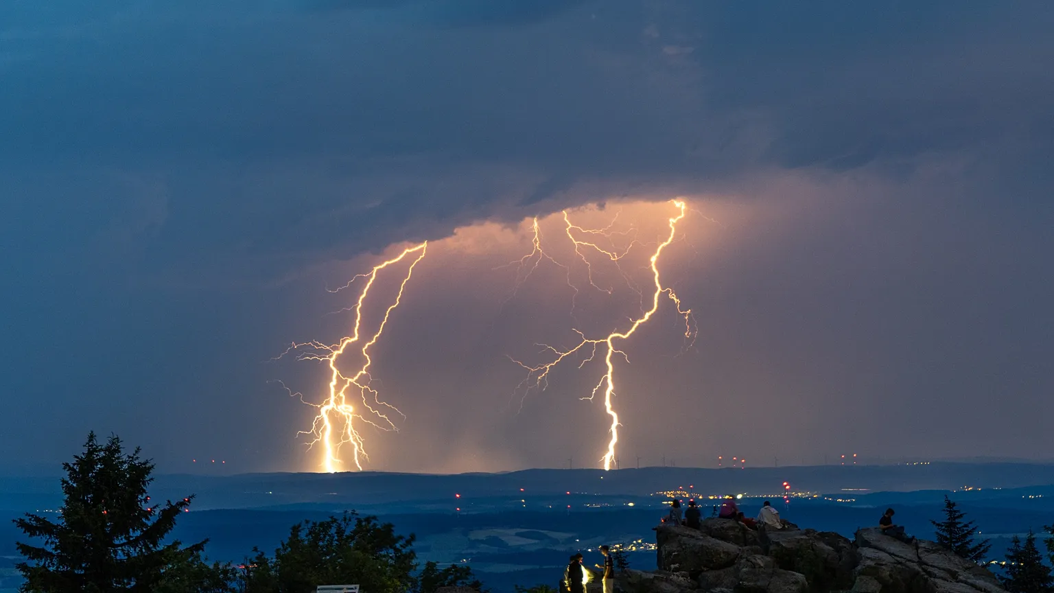 File photo: lightning flashes during a thunderstorm over the Großer Feldberg in the Taunus hills.