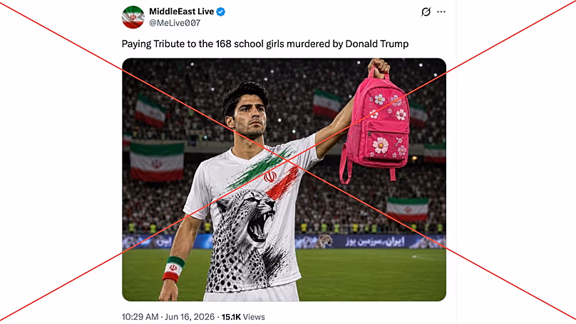 Imagen digitalmente manipulada de jugador iraní