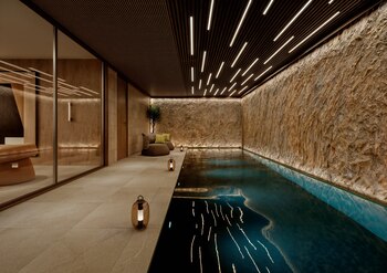 Una piscina interior en la villa de nueva construcción a la venta en Son Vida. (Vall Sol Mallorca)