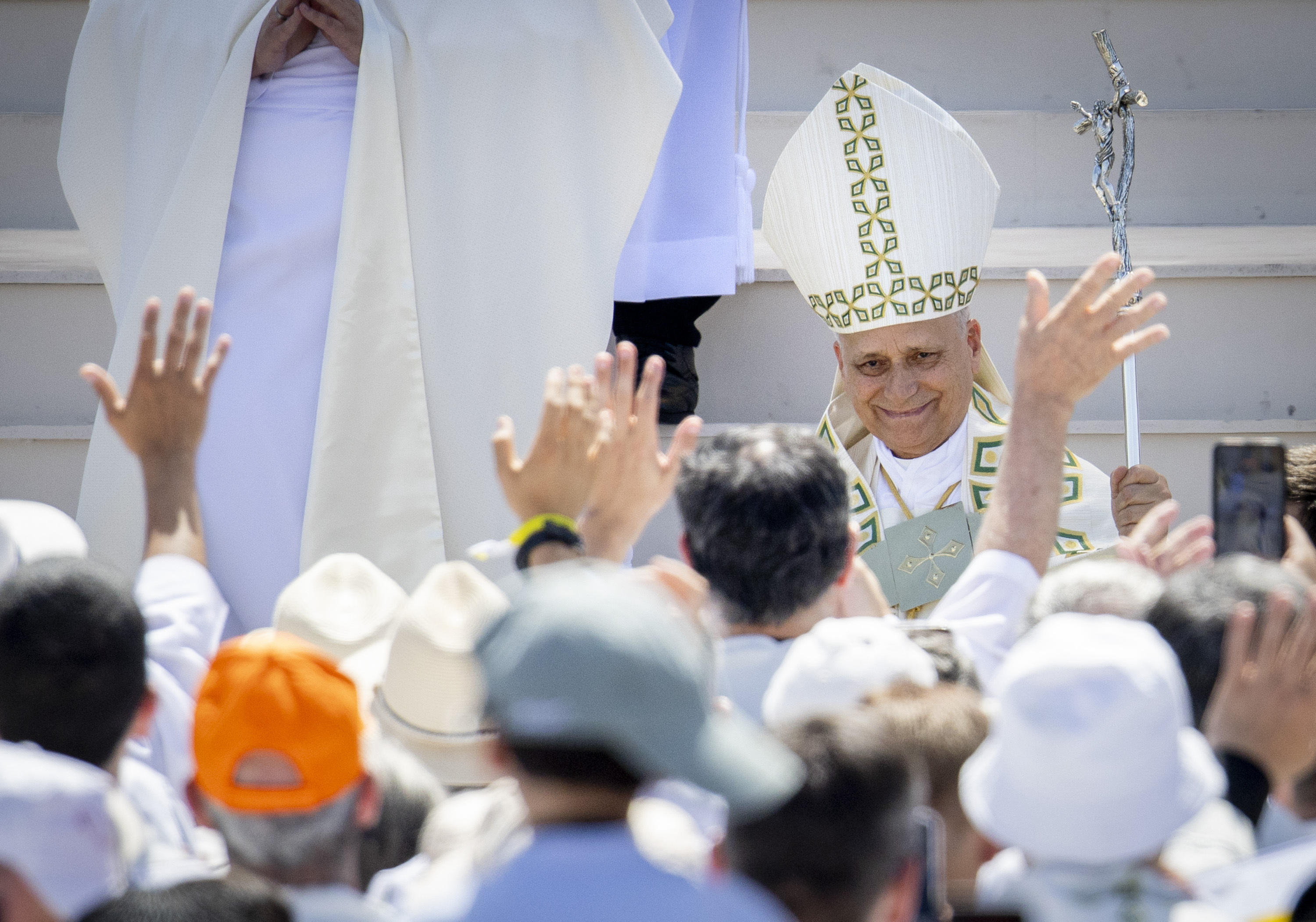 El papa León XIV, durante la misa celebrada en la plaza de Cibeles.