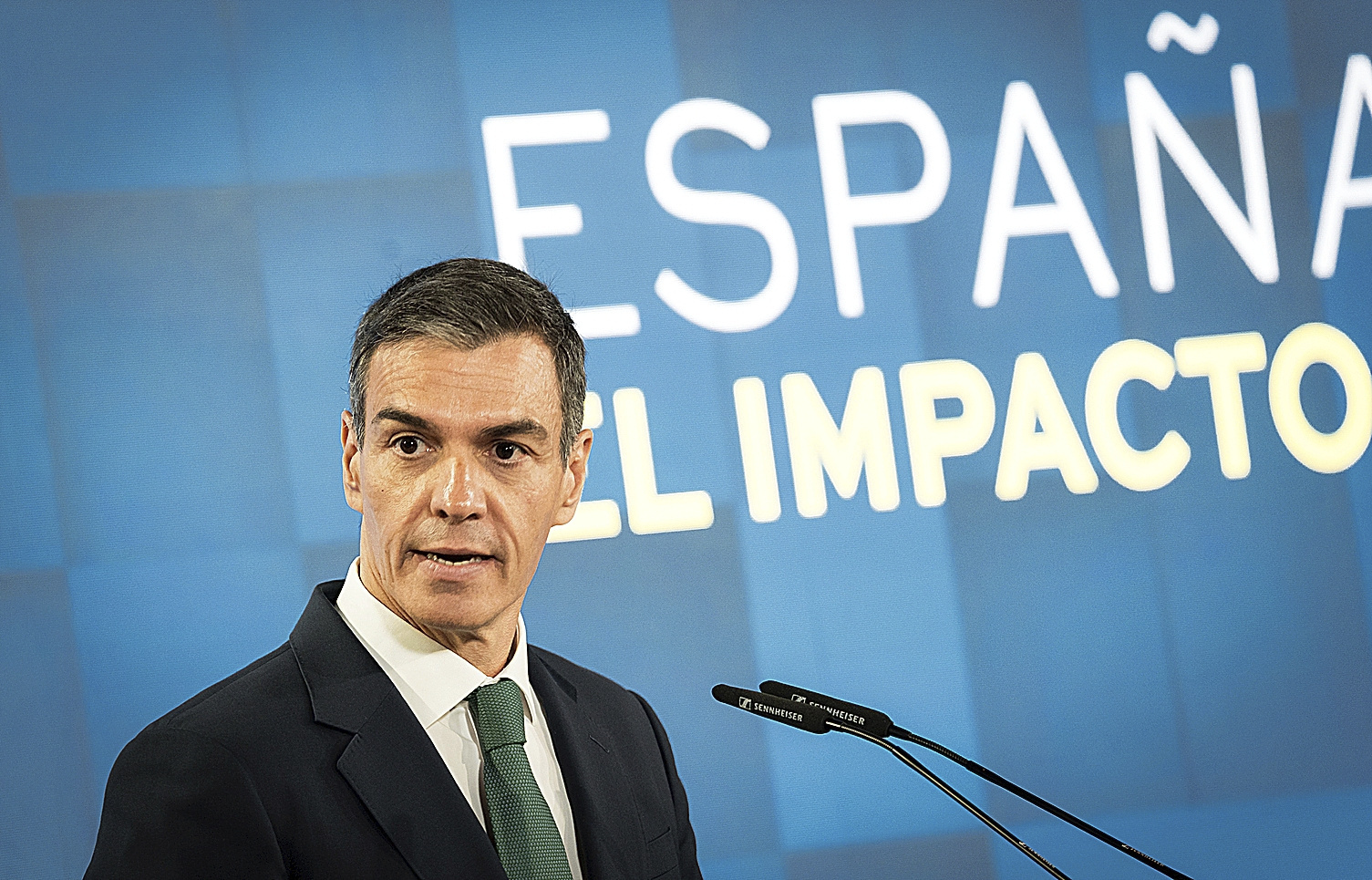 El presidente del Gobierno,Pedro Sánchez, ayer, durante la clausura de un acto llamado 'España verde y digital'.