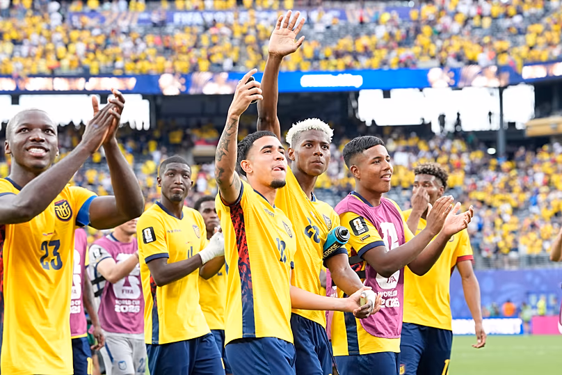 Ecuador’s players celebrate their victory over Germany, New York, 25 June 2026 (AP Photo/Frank Franklin II)